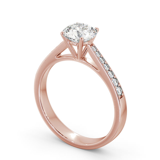 Round Diamond Engagement Ring 9K Rose Gold Solitaire With Side Stones - Seatle ENRD8S_RG_SIDE