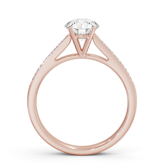 Round Diamond Engagement Ring 9K Rose Gold Solitaire With Side Stones - Seatle ENRD8S_RG_UP