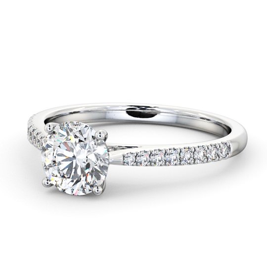 Round Diamond Engagement Ring 18K White Gold Solitaire With Side Stones - Maya ENRD90S_WG_THUMB2 