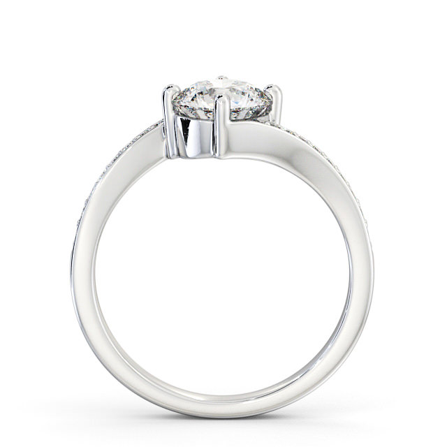 Round Diamond Engagement Ring Platinum Solitaire With Side Stones - Latika ENRD93_WG_UP