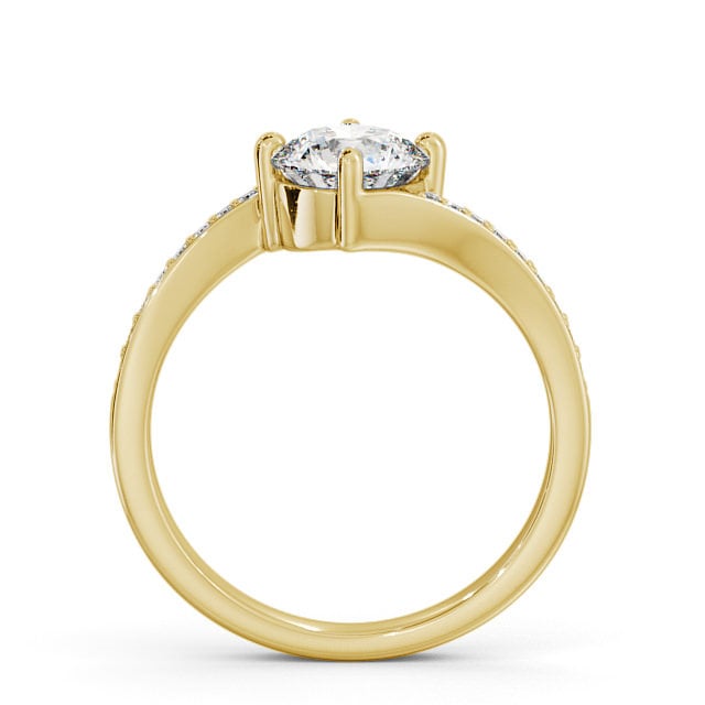 Round Diamond Engagement Ring 9K Yellow Gold Solitaire With Side Stones - Latika ENRD93_YG_UP