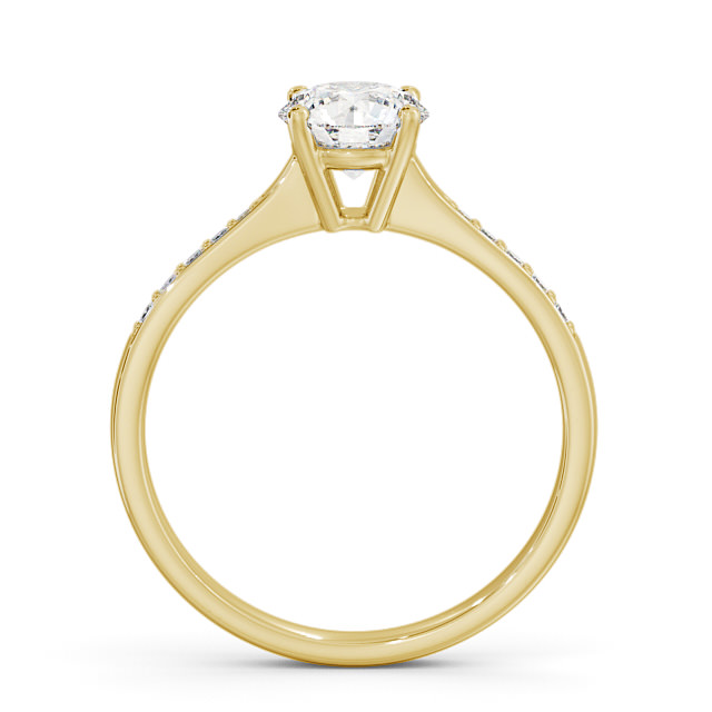 Round Diamond Engagement Ring 9K Yellow Gold Solitaire With Side Stones - Serena ENRD94S_YG_UP