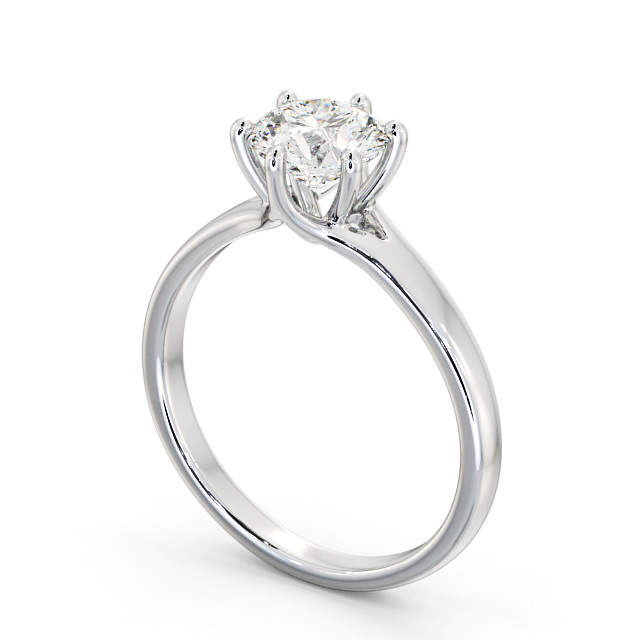 Round Diamond Engagement Ring 18K White Gold Solitaire - Amalia ENRD97_WG_SIDE