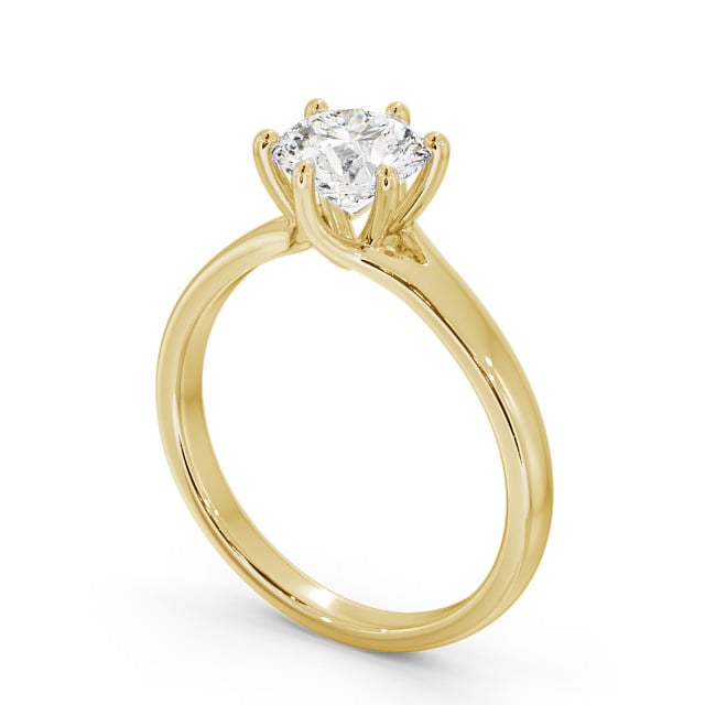 Round Diamond Engagement Ring 18K Yellow Gold Solitaire - Amalia ENRD97_YG_SIDE