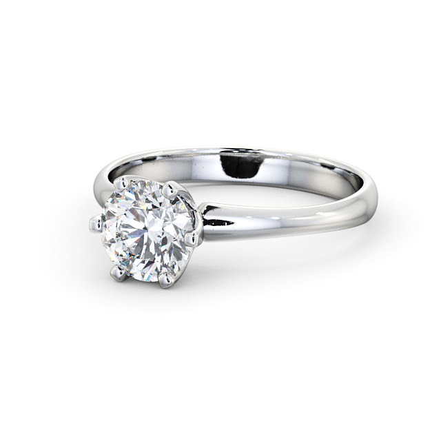 Round Diamond Engagement Ring 18K White Gold Solitaire - Sileas ENRD99_WG_FLAT