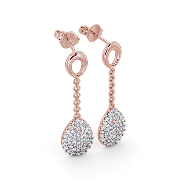 Drop Round Diamond 0.85ct Earrings 18K Rose Gold - Elettra ERG100_RG_FLAT