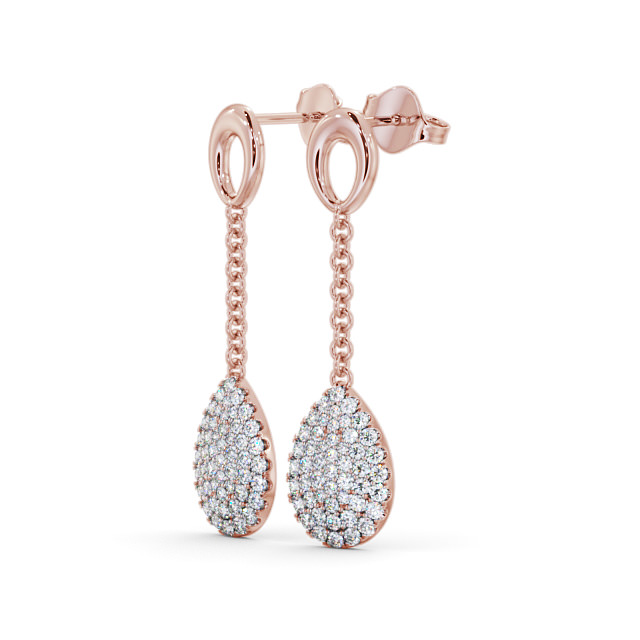 Drop Round Diamond 0.85ct Earrings 18K Rose Gold - Elettra ERG100_RG_SIDE