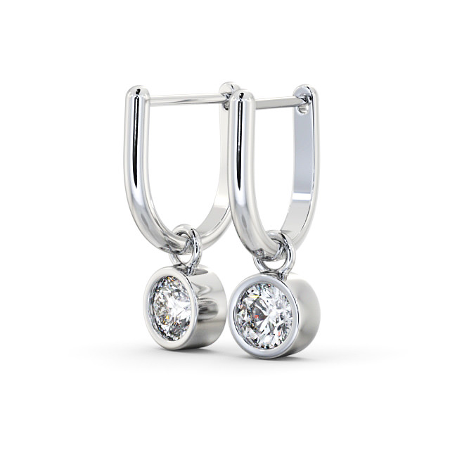 Drop Round Diamond Earrings 9K White Gold - Kirtling ERG101_WG_SIDE