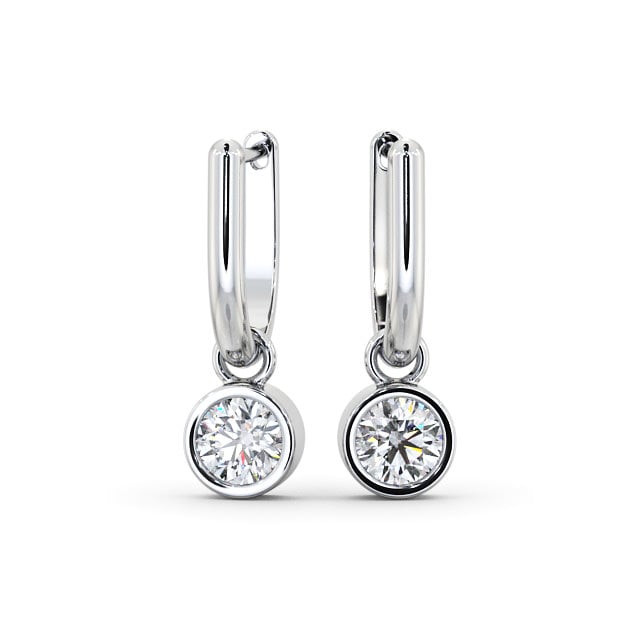 Drop Round Diamond Earrings 18K White Gold - Kirtling ERG101_WG_UP
