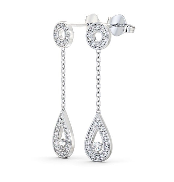  Drop Round Diamond Earrings 18K White Gold - Naunton ERG102_WG_THUMB1 