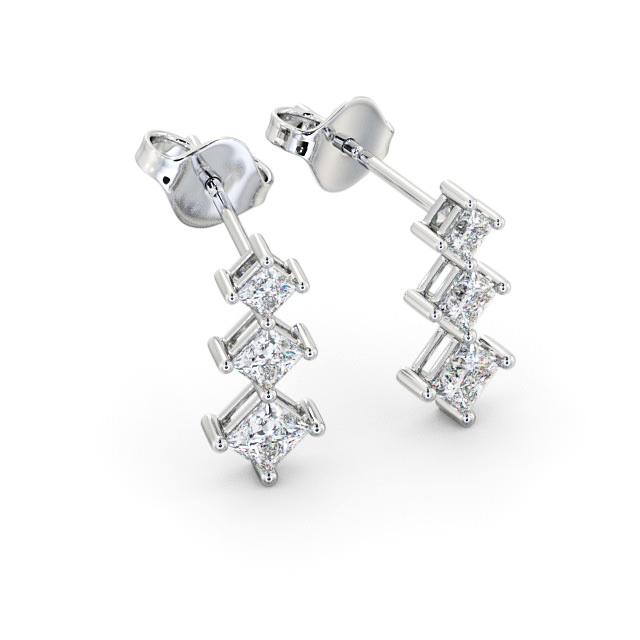 Journey Princess Diamond Earrings 18K White Gold - Kaber ERG103_WG_FLAT