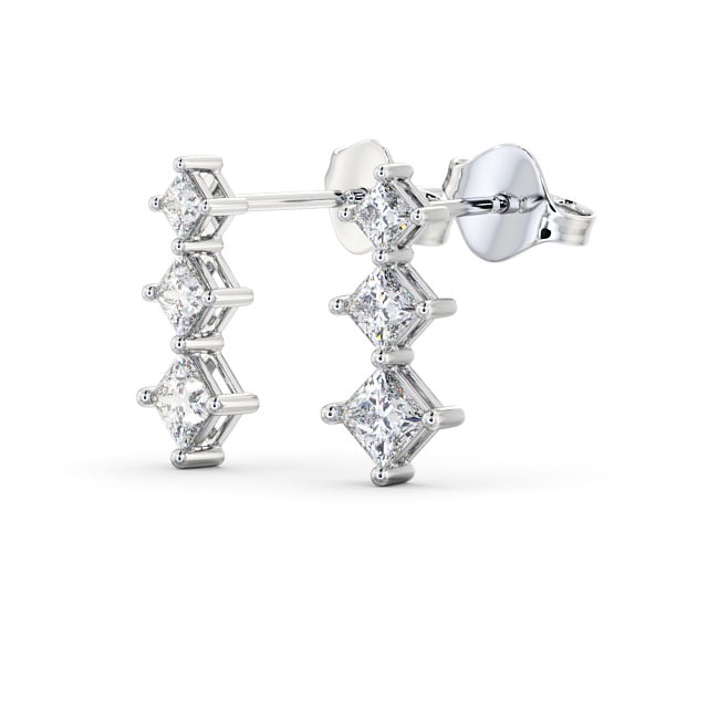 Journey Princess Diamond Earrings 18K White Gold - Kaber ERG103_WG_SIDE