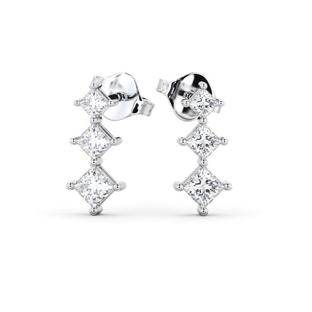 Journey Princess Diamond Earrings 18K White Gold - Kaber ERG103_WG_UP