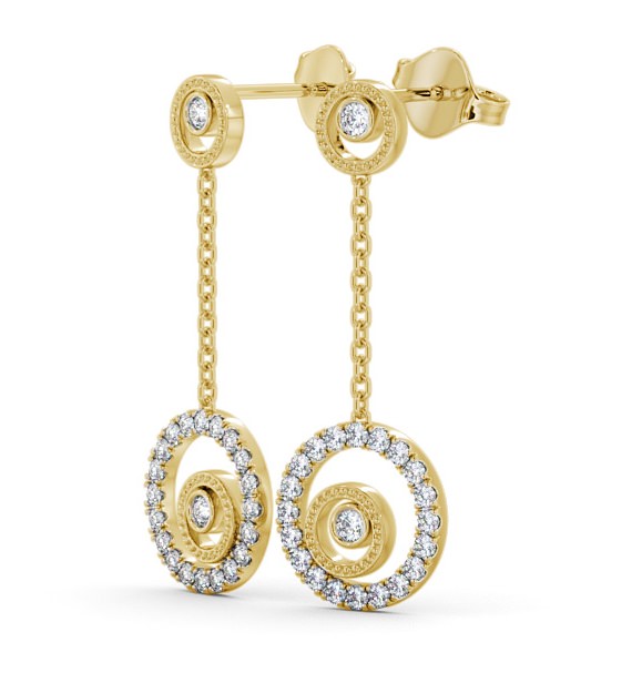 Drop Round Diamond Earrings 9K Yellow Gold - Comrie ERG104_YG_THUMB1