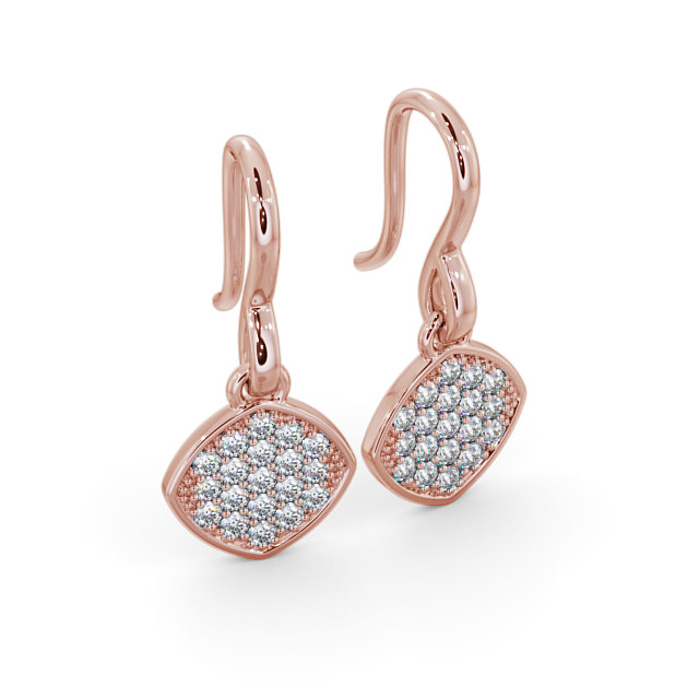 Drop Round Diamond Earrings 18K Rose Gold - Portres ERG105_RG_FLAT