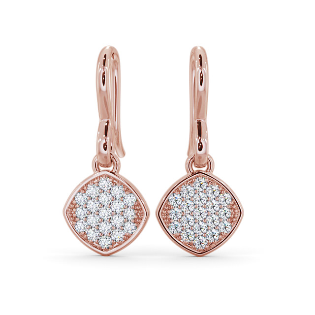 Drop Round Diamond Earrings 18K Rose Gold - Portres ERG105_RG_UP