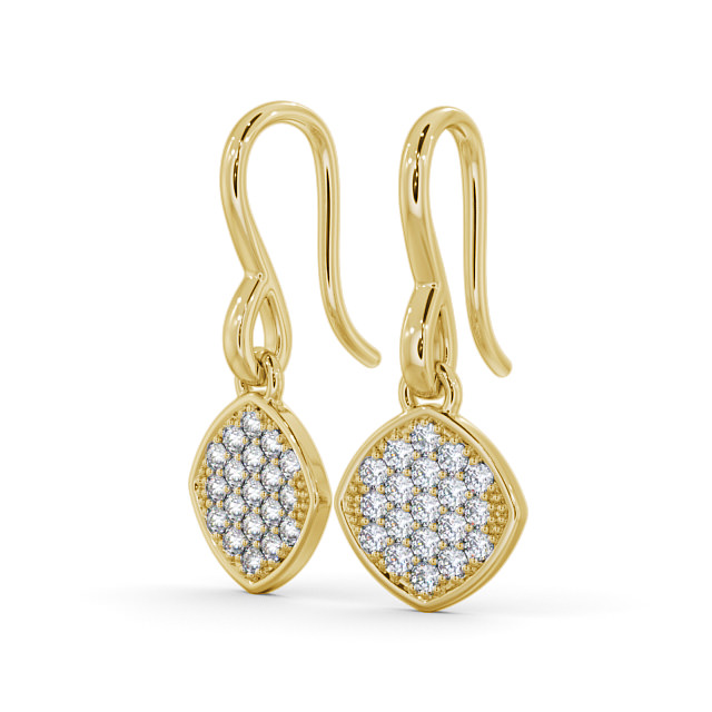Drop Round Diamond Earrings 18K Yellow Gold - Portres ERG105_YG_SIDE