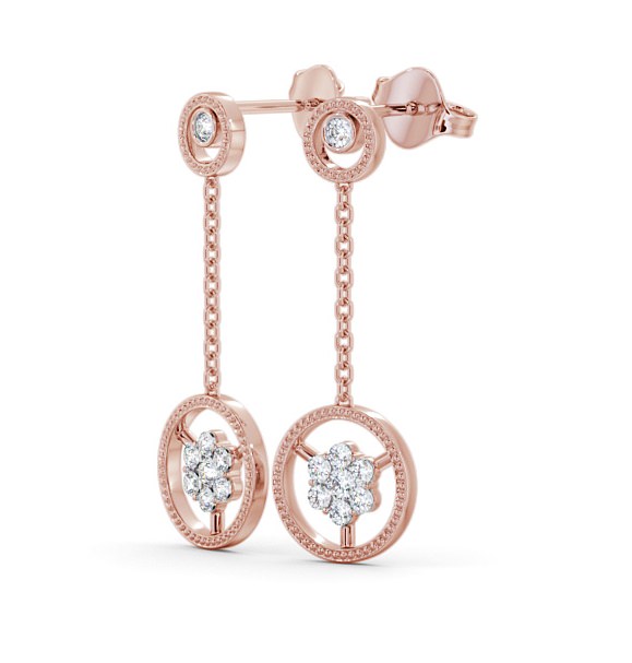 Drop Round Diamond Earrings 18K Rose Gold - Vivienne ERG106_RG_THUMB1