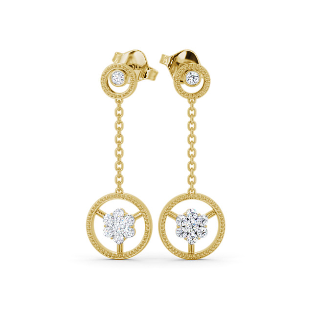 Drop Round Diamond Earrings 18K Yellow Gold - Vivienne ERG106_YG_UP