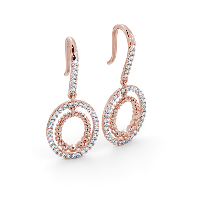 Drop Round Diamond 0.60ct Earrings 18K Rose Gold - Barfleur ERG107_RG_FLAT