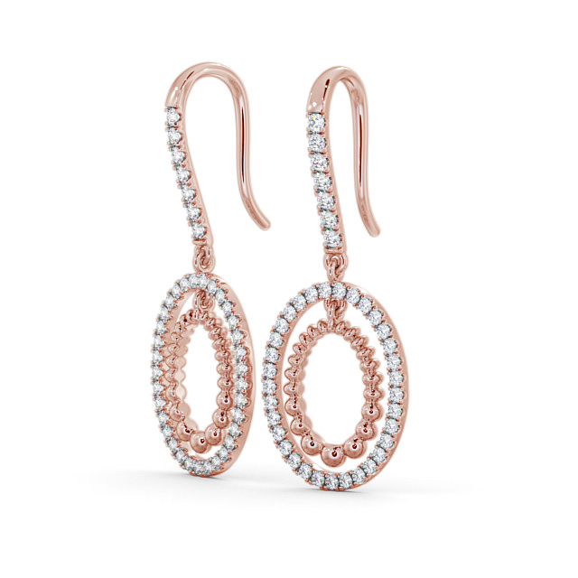 Drop Round Diamond 0.60ct Earrings 18K Rose Gold - Barfleur ERG107_RG_SIDE