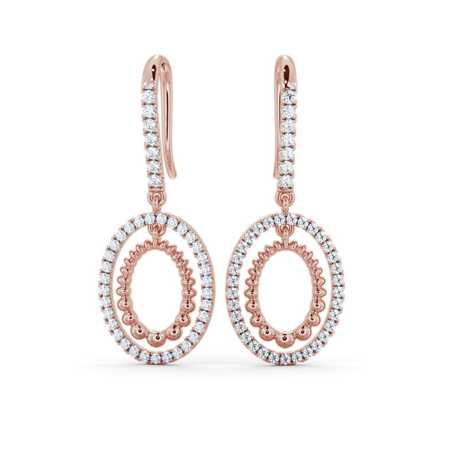Drop Round Diamond 0.60ct Earrings 18K Rose Gold - Barfleur ERG107_RG_UP