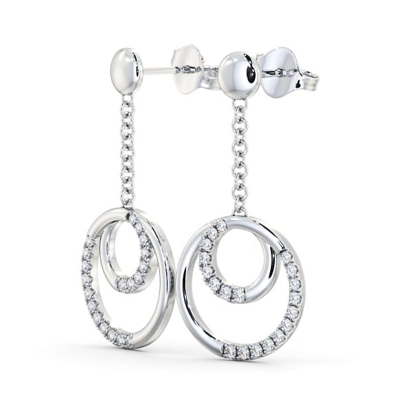  Circle Round Diamond 0.40ct Earrings 9K White Gold - Eagley ERG108_WG_THUMB1 