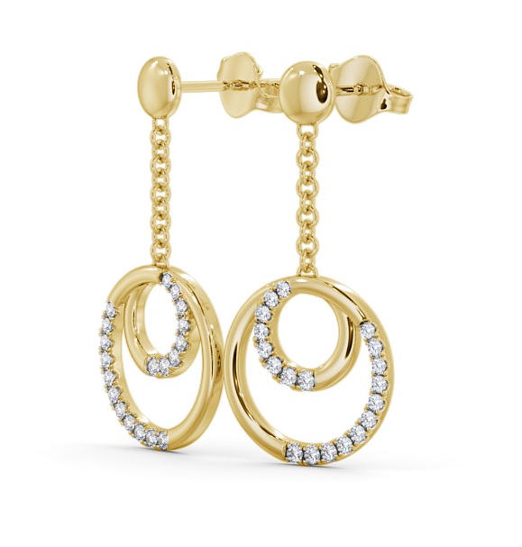 Circle Round Diamond 0.40ct Earrings 18K Yellow Gold - Eagley ERG108_YG_THUMB1