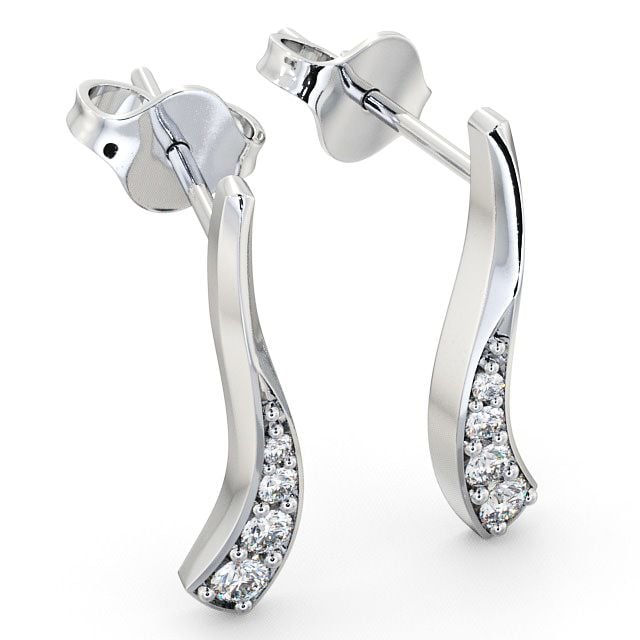  Drop Round Diamond 0.24ct Earrings 18K White Gold - Purleigh ERG10_WG_FLAT 