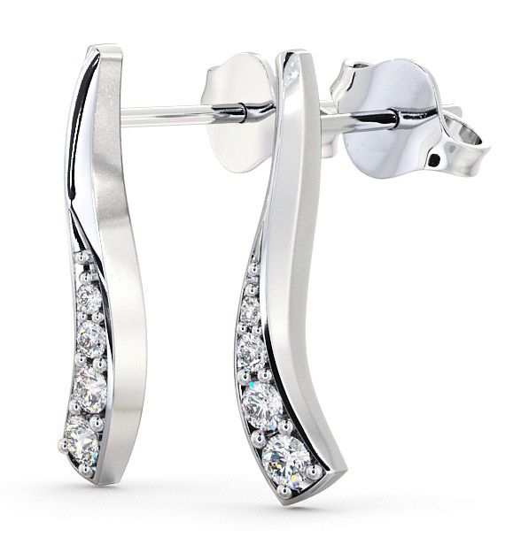  Drop Round Diamond 0.24ct Earrings 9K White Gold - Purleigh ERG10_WG_THUMB1 