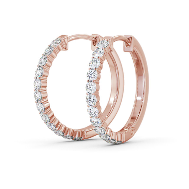 Hoop Round Diamond Earrings 18K Rose Gold - Celeste ERG110_RG_SIDE