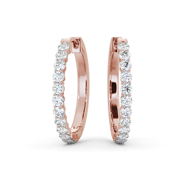 Hoop Round Diamond Earrings 18K Rose Gold - Celeste ERG110_RG_UP