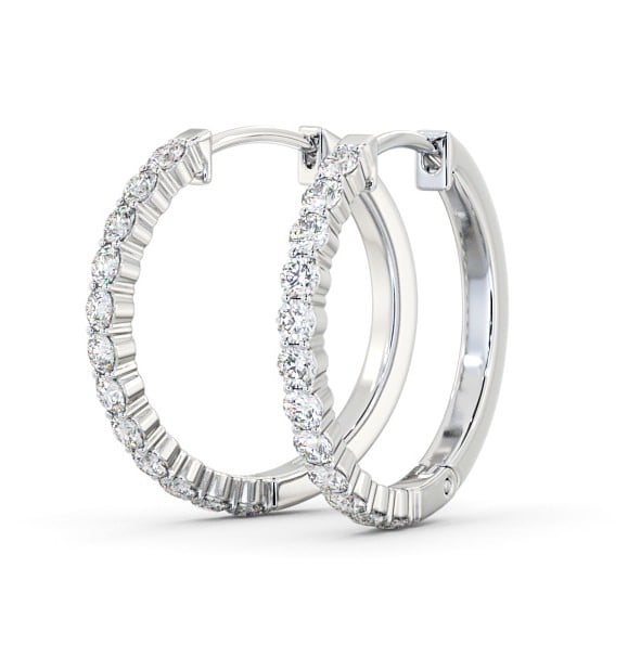  Hoop Round Diamond Earrings 18K White Gold - Celeste ERG110_WG_THUMB1 