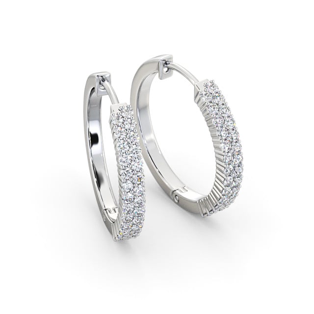 Hoop Round Diamond Earrings 9K White Gold - Inga ERG111_WG_FLAT