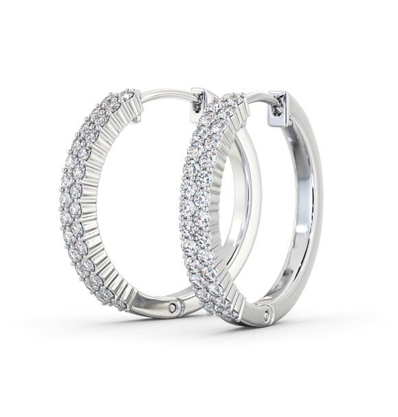 Hoop Round Diamond Earrings 9K White Gold - Inga ERG111_WG_THUMB1