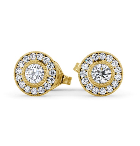  Halo Round Diamond Earrings 18K Yellow Gold - Vita ERG115_YG_THUMB2 