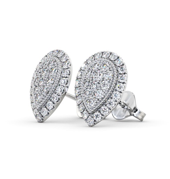  Cluster Round Diamond 1.05ct Earrings 18K White Gold - Laramie ERG116_WG_THUMB1 