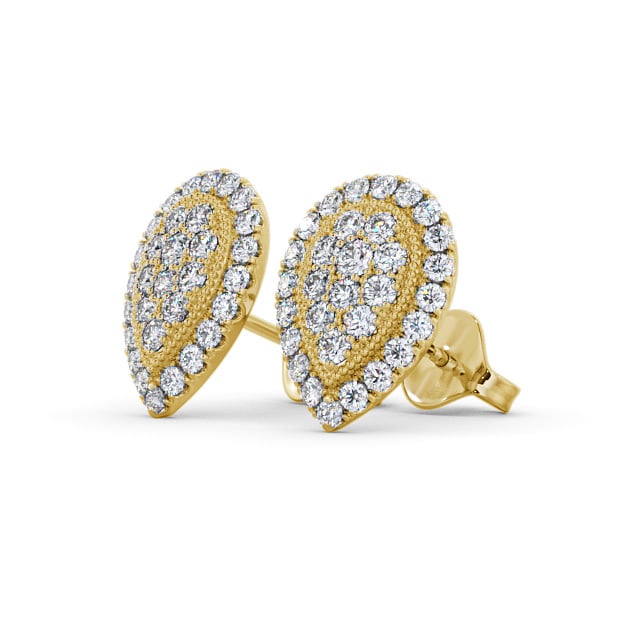 Cluster Round Diamond 1.05ct Earrings 9K Yellow Gold - Laramie ERG116_YG_SIDE