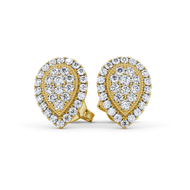 Cluster Round Diamond 1.05ct Earrings 9K Yellow Gold - Laramie ERG116_YG_UP