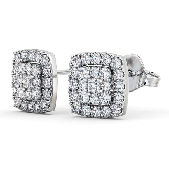  Cluster Round Diamond Earrings 18K White Gold - Allenton ERG11_WG_THUMB1_3 
