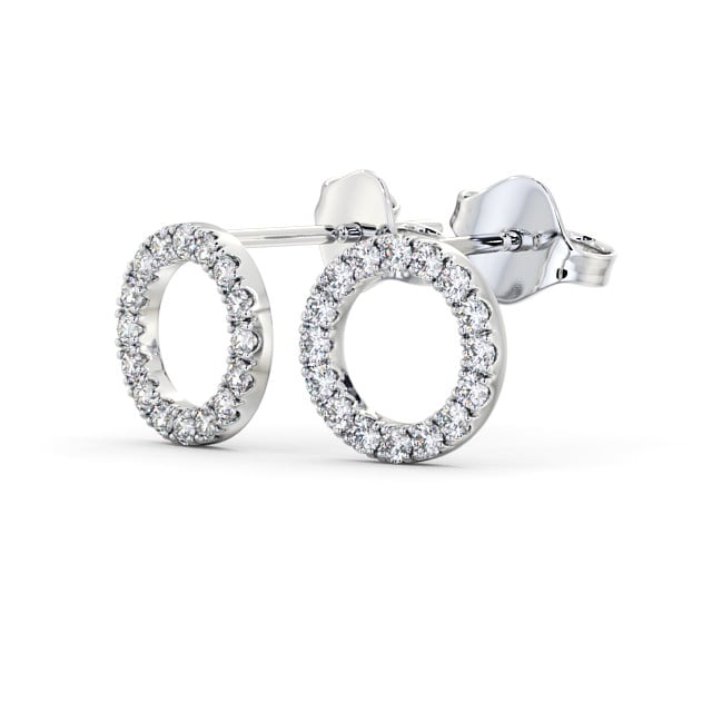 18K White Gold Iced Out Round Stud Earrings - Nivs Bling