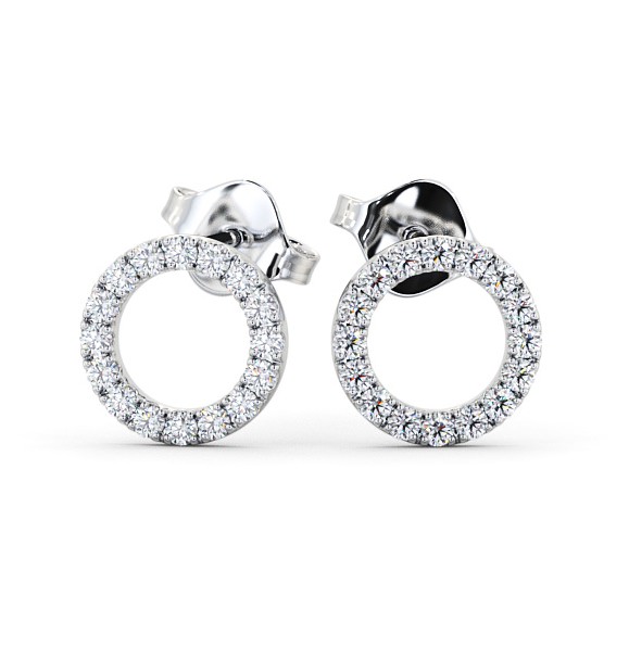  Circle Design Round Diamond Earrings 9K White Gold - Yolanda ERG120_WG_THUMB2 