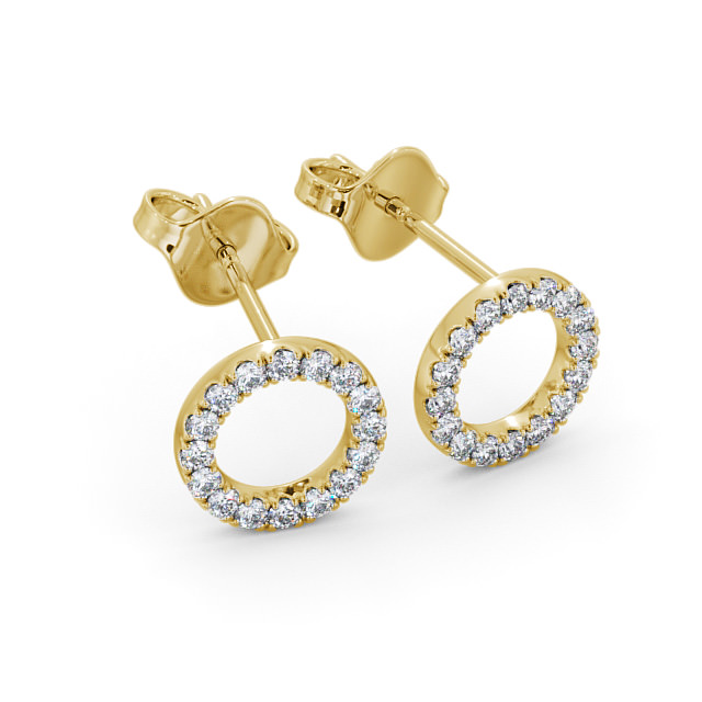 Circle Design Round Diamond Earrings 18K Yellow Gold - Yolanda ERG120_YG_FLAT