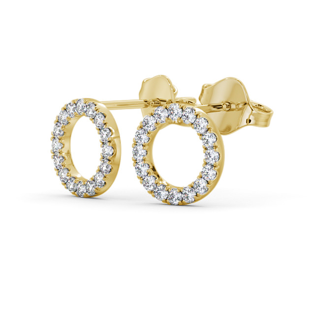 Circle Design Round Diamond Earrings 18K Yellow Gold - Yolanda ERG120_YG_SIDE