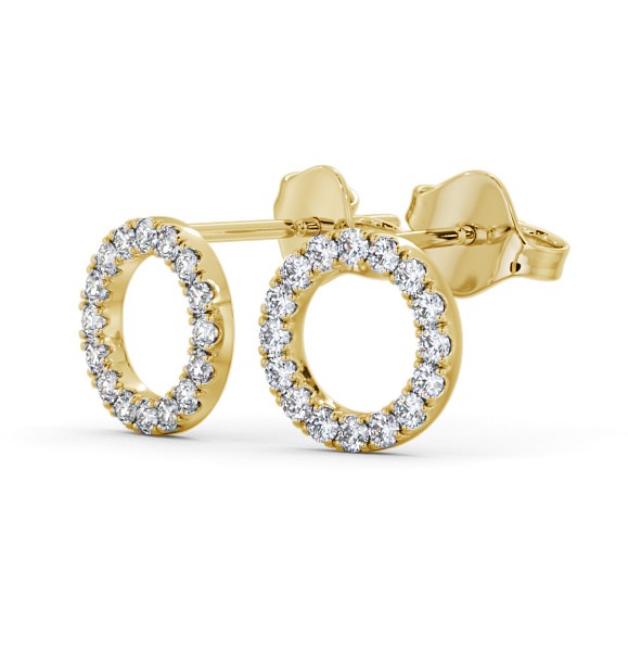  Circle Design Round Diamond Earrings 18K Yellow Gold - Yolanda ERG120_YG_THUMB1 