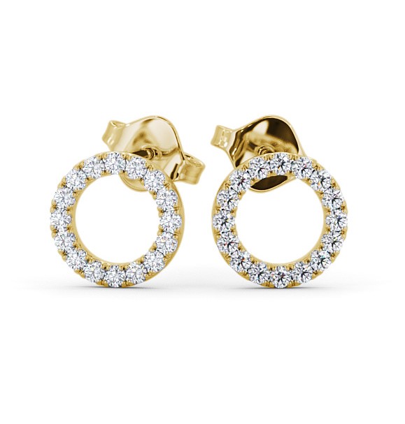  Circle Design Round Diamond Earrings 18K Yellow Gold - Yolanda ERG120_YG_THUMB2 