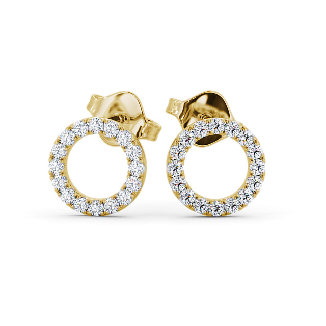 Circle Design Round Diamond Earrings 18K Yellow Gold - Yolanda ERG120_YG_UP