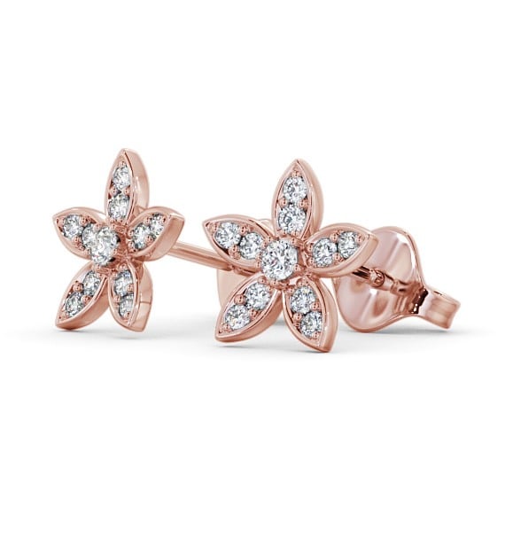 Floral Design Round Diamond Earrings 9K Rose Gold - Zalipa ERG121_RG_THUMB1