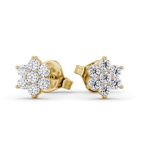  Cluster Round Diamond Earrings 18K Yellow Gold - Martine ERG122_YG_THUMB2 