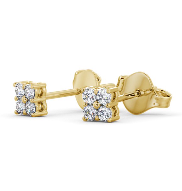 Cluster Round Diamond Earrings 18K Yellow Gold - Edern ERG123_YG_THUMB1 